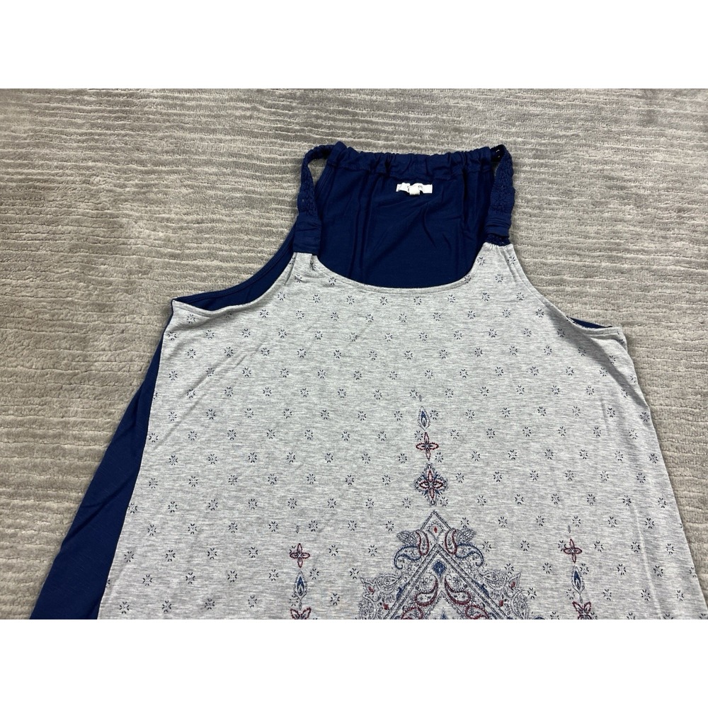 Maurices Top Womens XL Gray Blue Sleeveless Rayon‎ Blend Casual - Picture 2 of 12